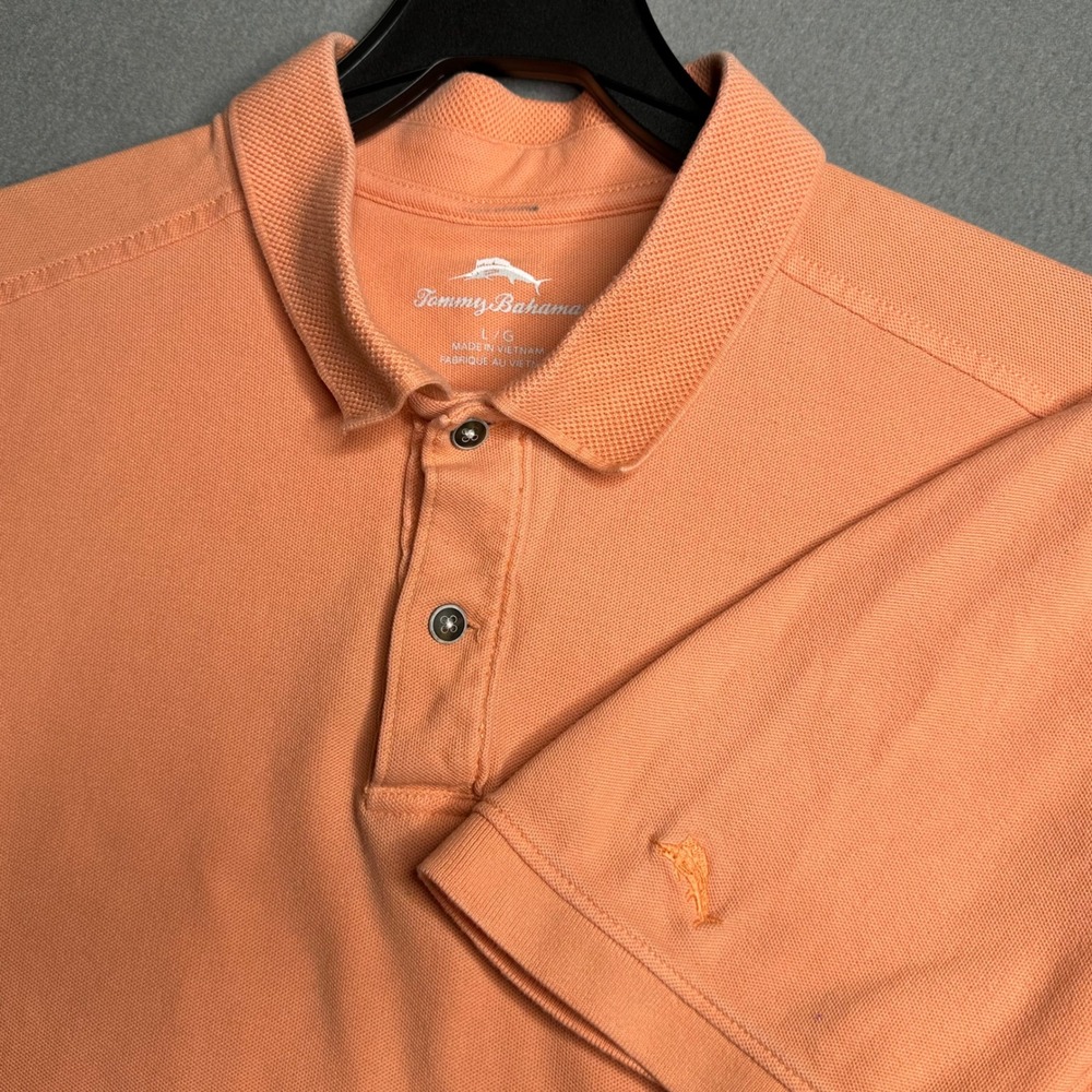 Tommy Bahama Men's Orange Polo Shirt Embroidered‎ Marlin Size Large